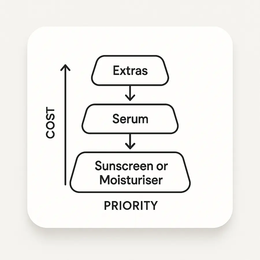 Diagram showing a budget-friendly four-step dark spot routine
