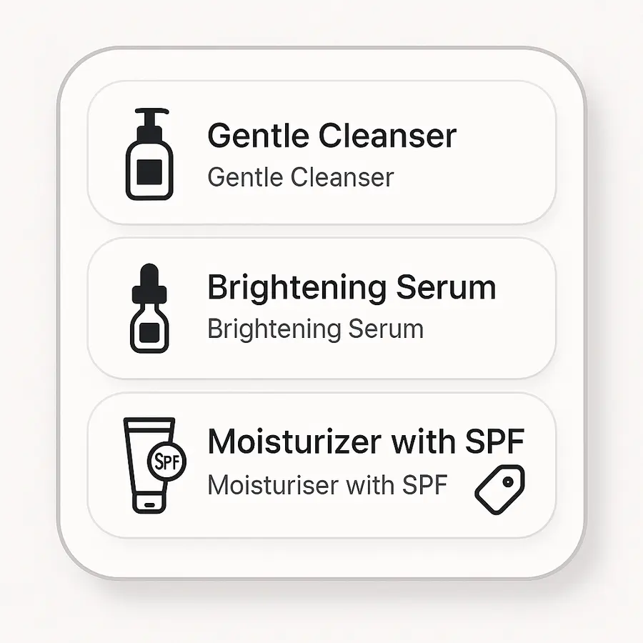 Infographic showing the core affordable products African women should buy first to fade dark marks