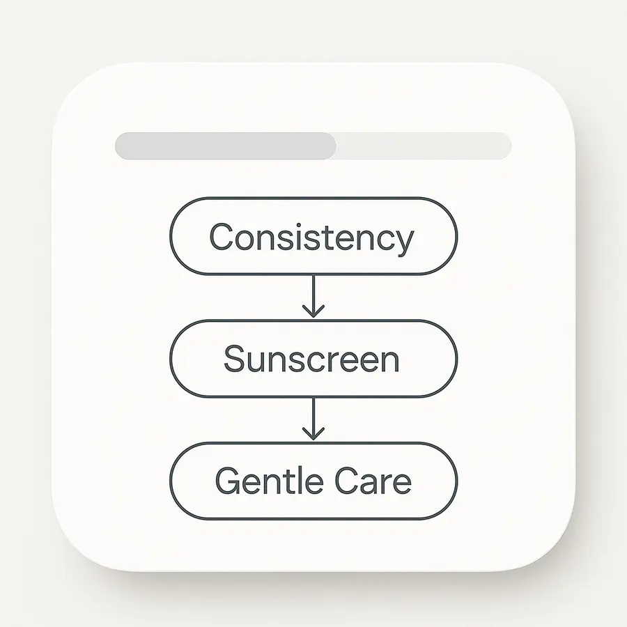 Diagram showing the daily steps that keep dark marks fading steadily