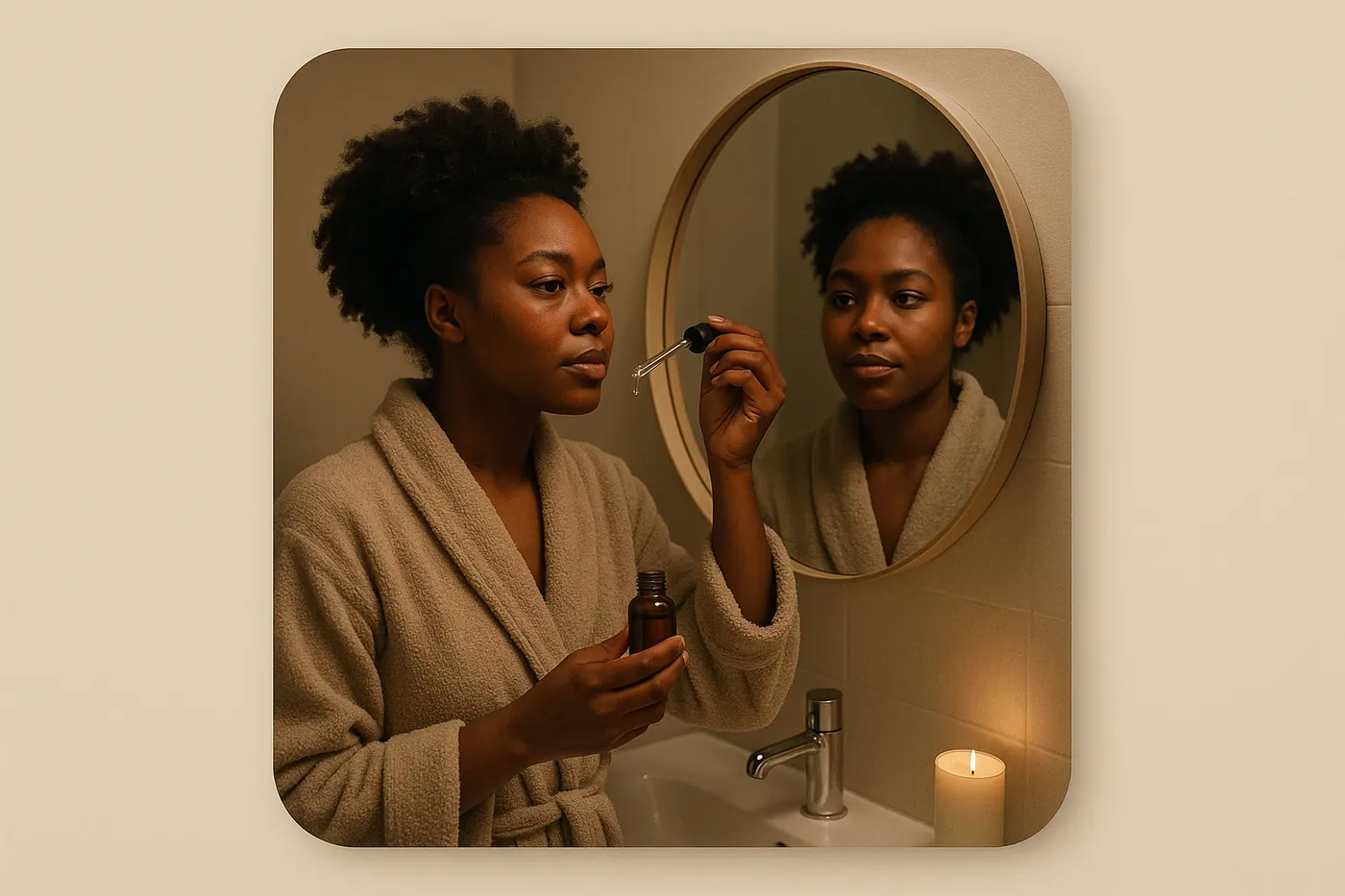 African woman applying her night routine to fade dark marks