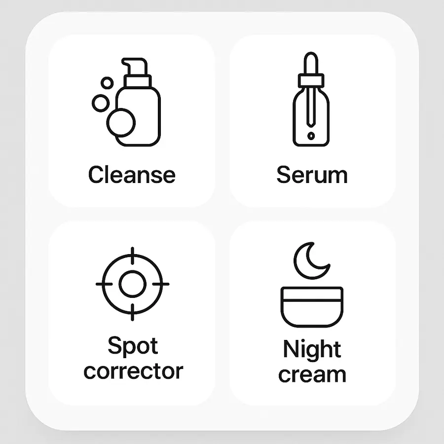 Infographic showing how a night routine supports fading dark marks on African skin