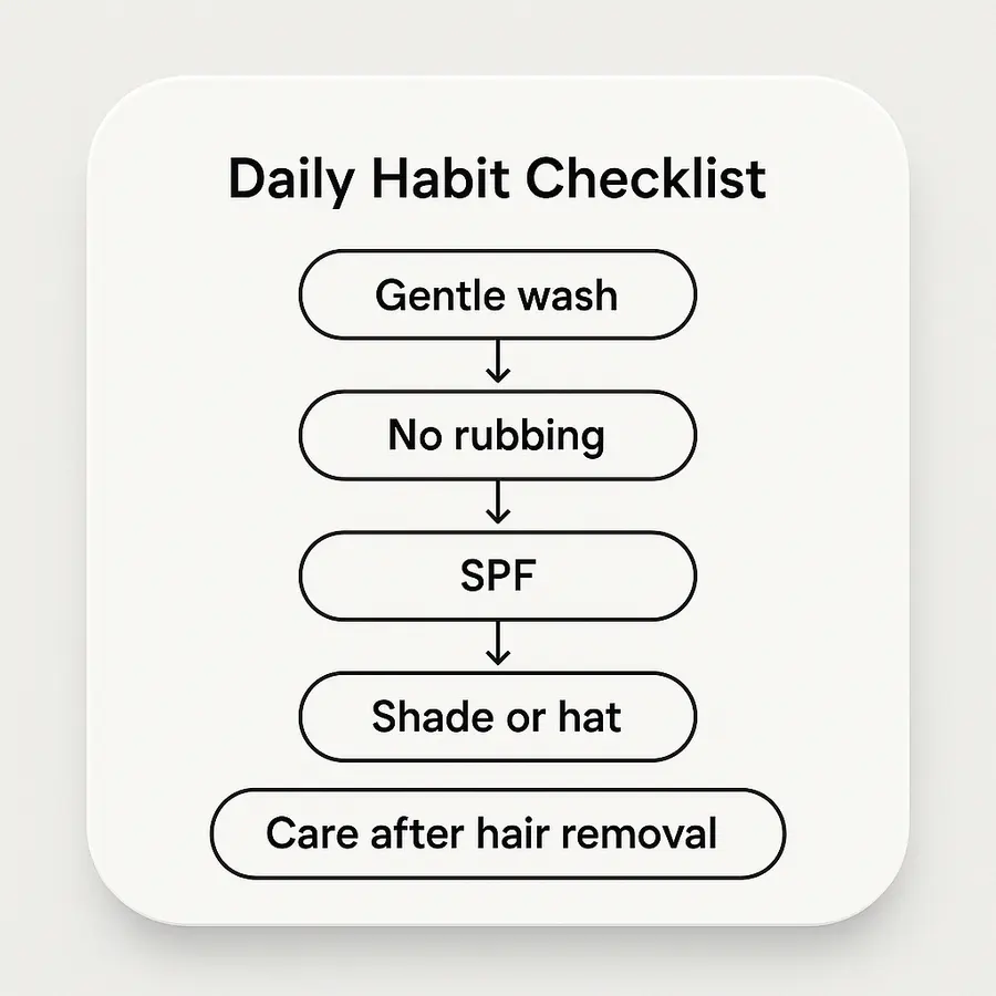 Diagram showing the daily steps to prevent new dark marks