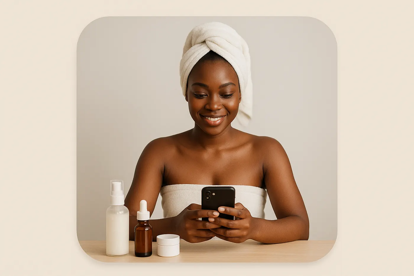 African woman sharing her skin details to request a personalised dark-mark routine