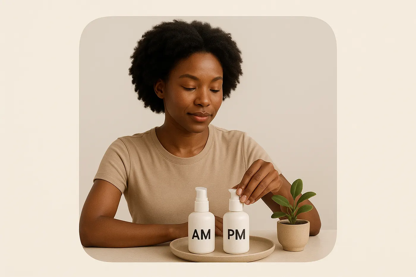 African woman mapping out daily routines to fade dark marks