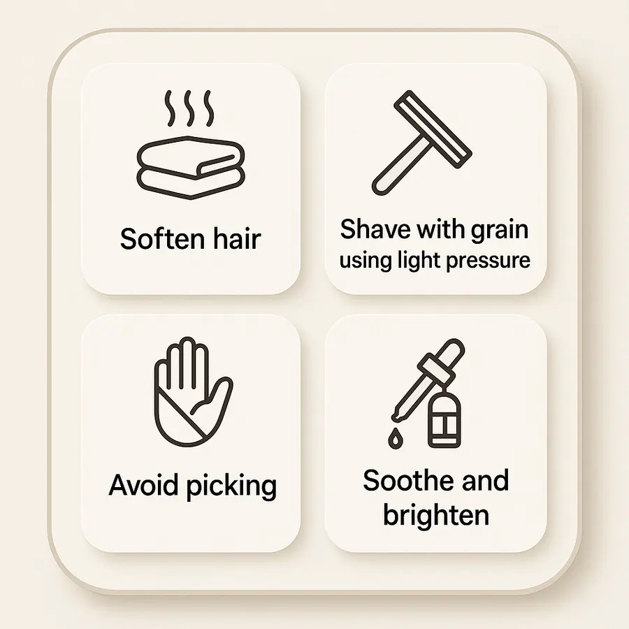 Infographic explaining why razor bumps and dark marks form on African skin