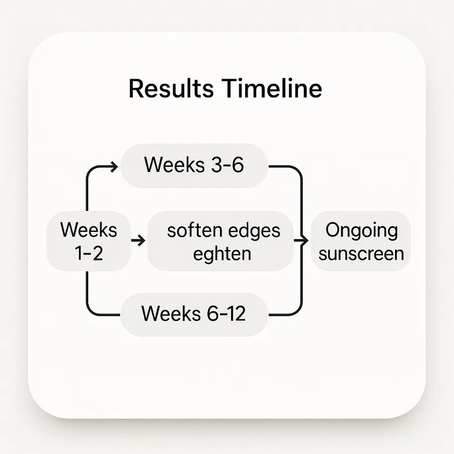 Diagram showing the typical progress timeline for fading dark marks